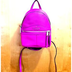 Kate Spade New York Pebbled Leather Mini Backpack Pink NWOT Crossbody Straps